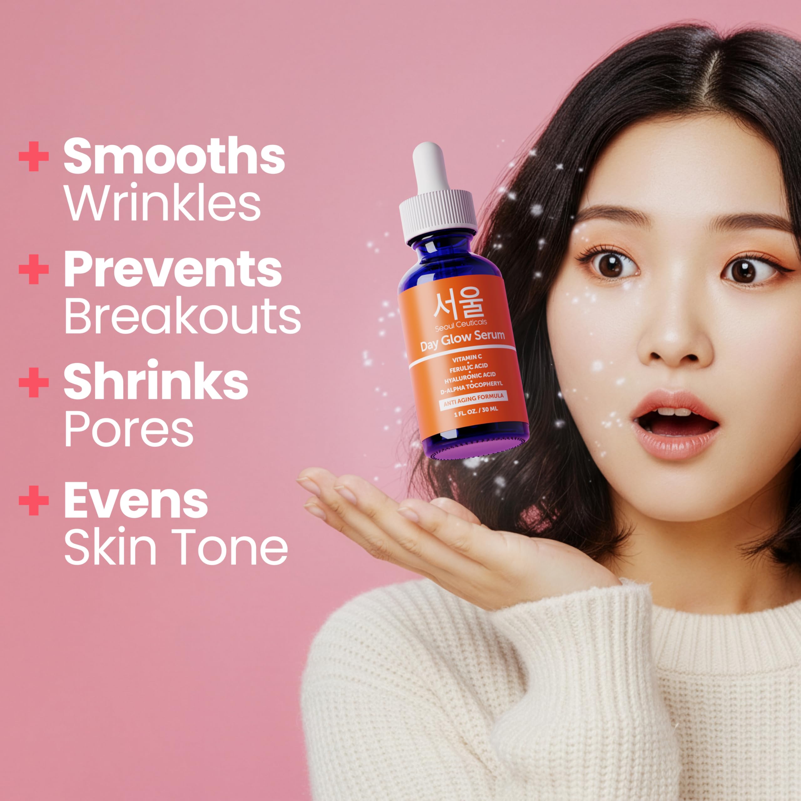 SeoulCeuticals CE Ferulic acid label emphasizes active ingredients for anti-aging benefits.