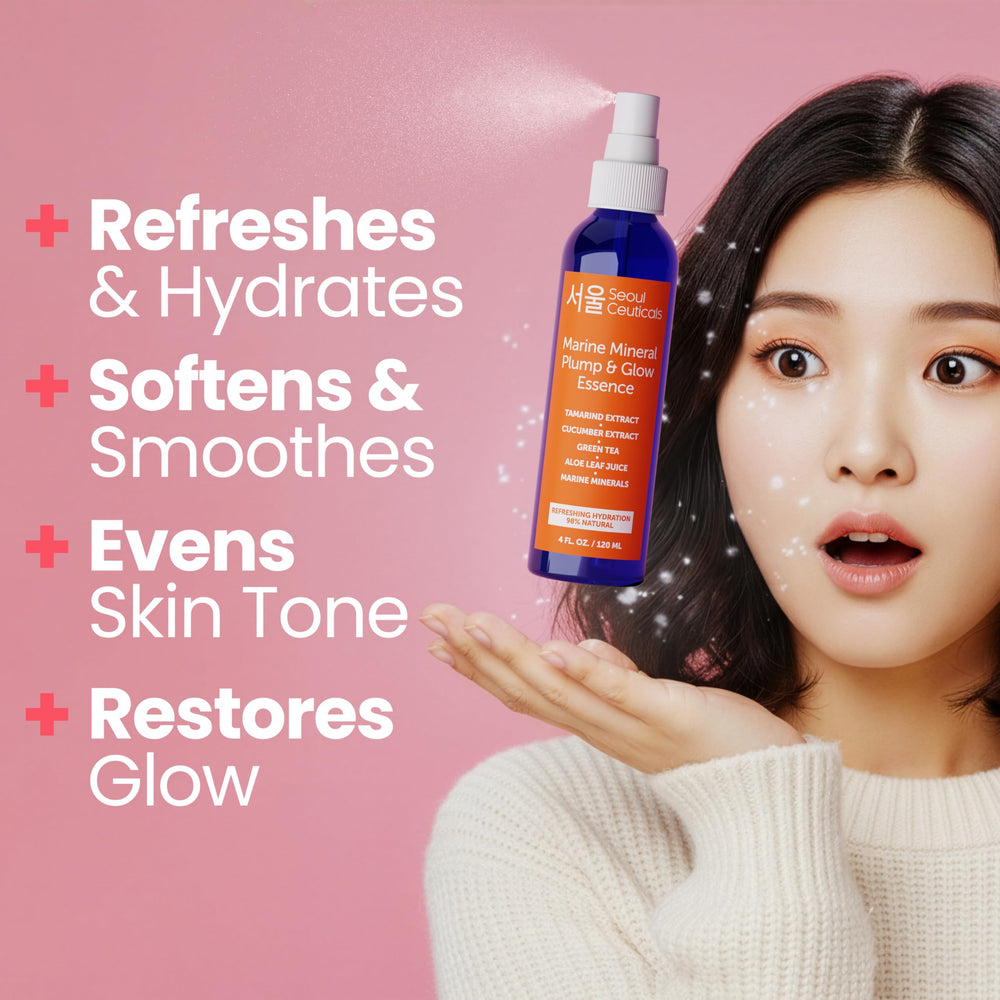 SeoulCeuticals cucumber slices highlight soothing skin conditioning.