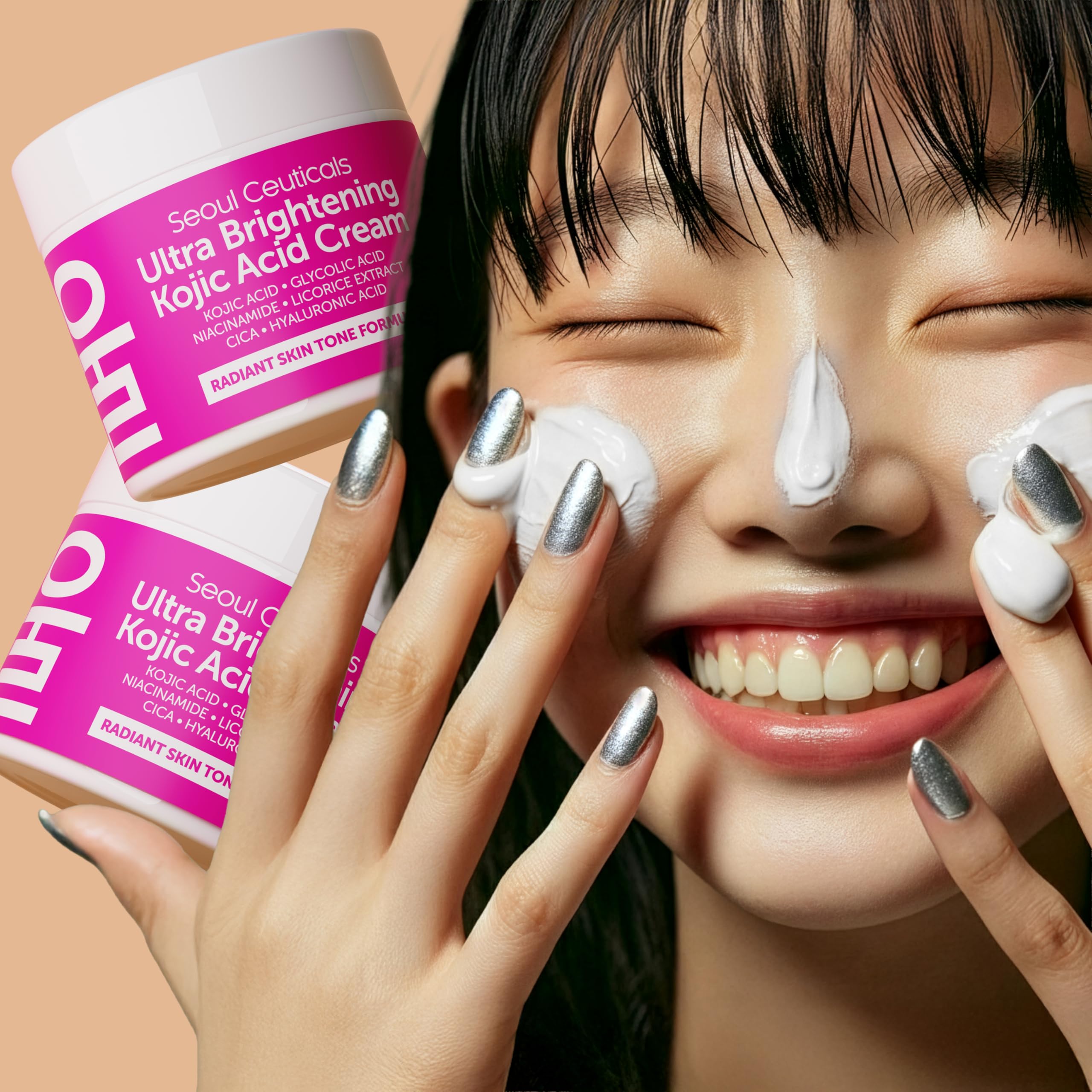 Morning skincare with SeoulCeuticals Kojic Cream and Hyaluronic Acid for glow.
