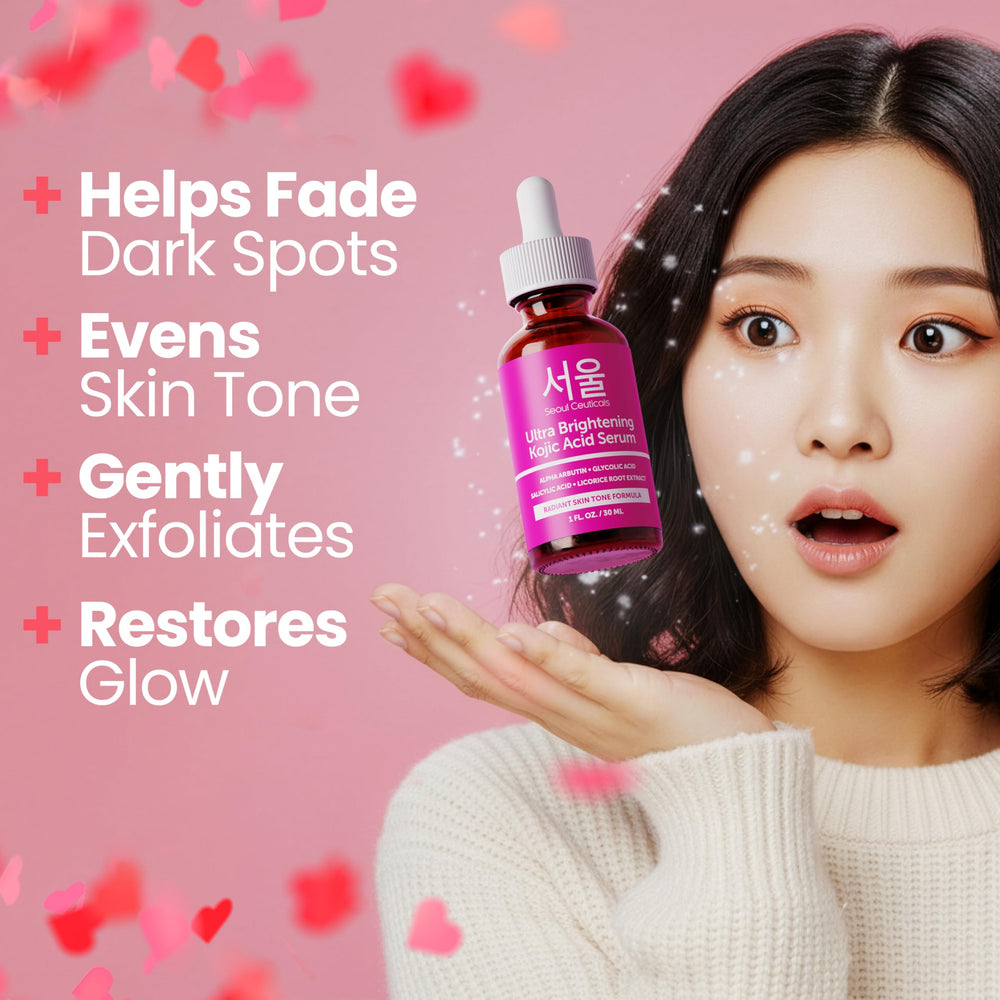 SeoulCeuticals Kojic Serum bottle side showcases compact 1oz packaging for travel.