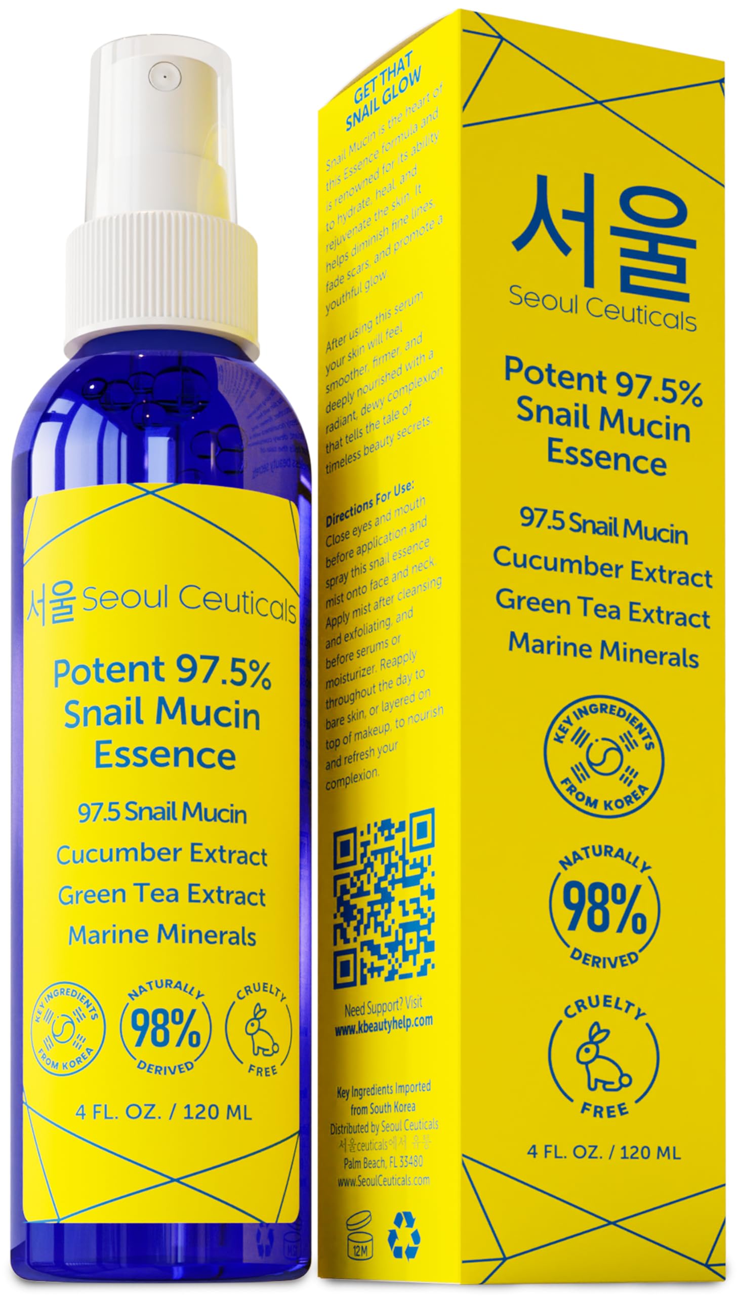 SeoulCeuticals snail mucin face mist bottle for daily hydration and radiance.