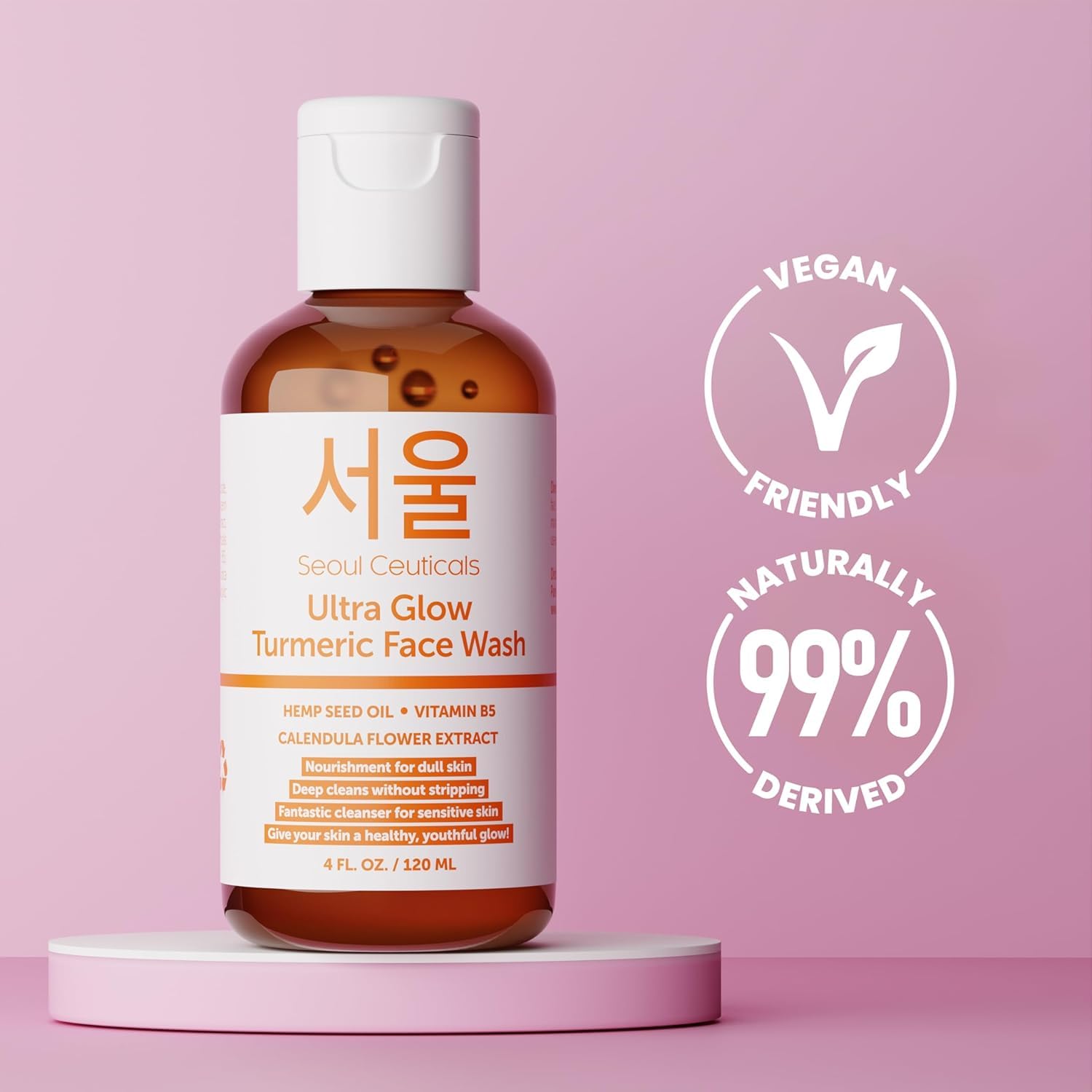 SeoulCeuticals turmeric face wash lathering on skin during routine.