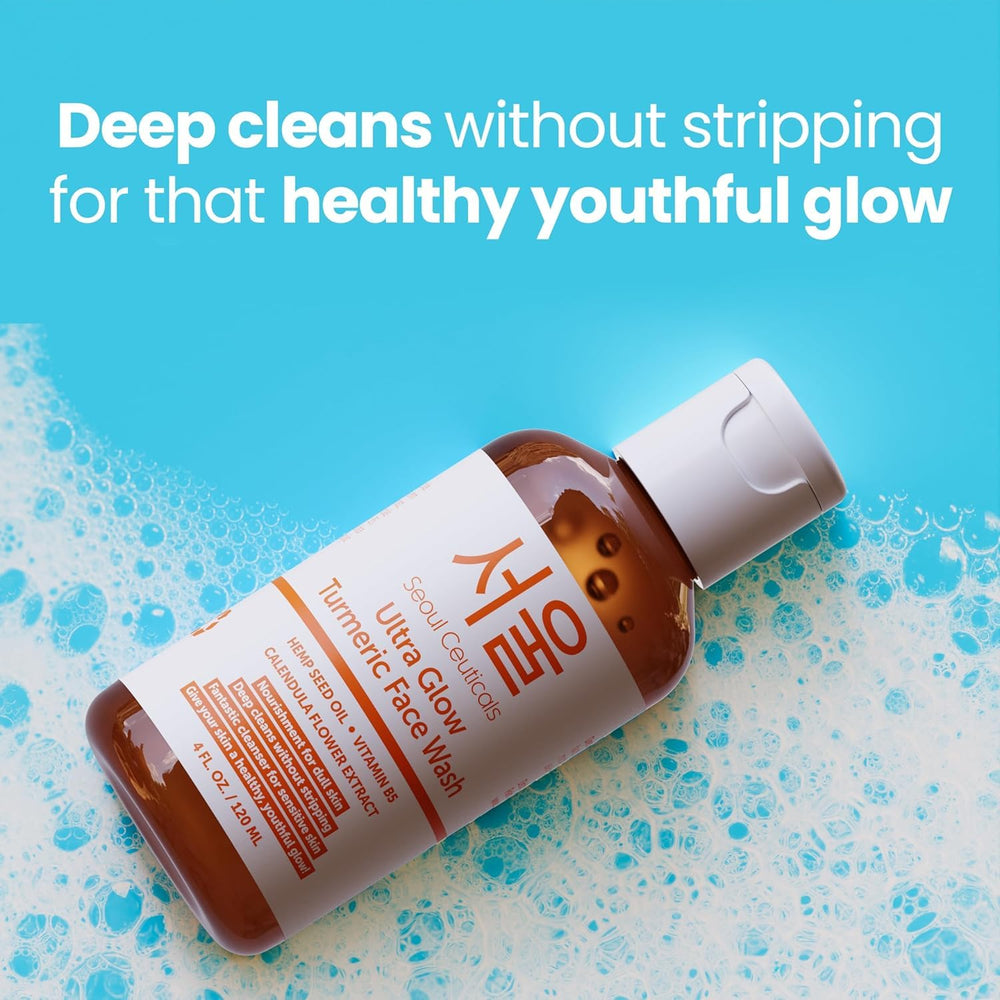 SeoulCeuticals face wash applying with fingertips as part of morning ritual.