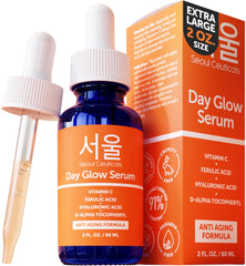 SeoulCeuticals large 2oz serum bottle highlights vitamin C potency for brightening.
