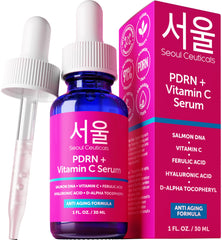 SeoulCeuticals PDRN serum bottle pour for easy application and radiant skin.