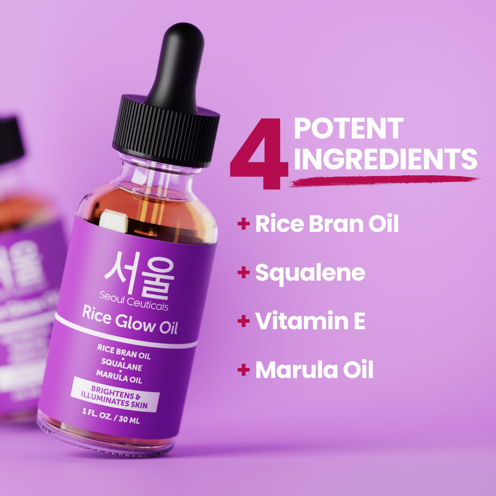 SeoulCeuticals Rice Bran Oil onto palm highlights lightweight hydration.