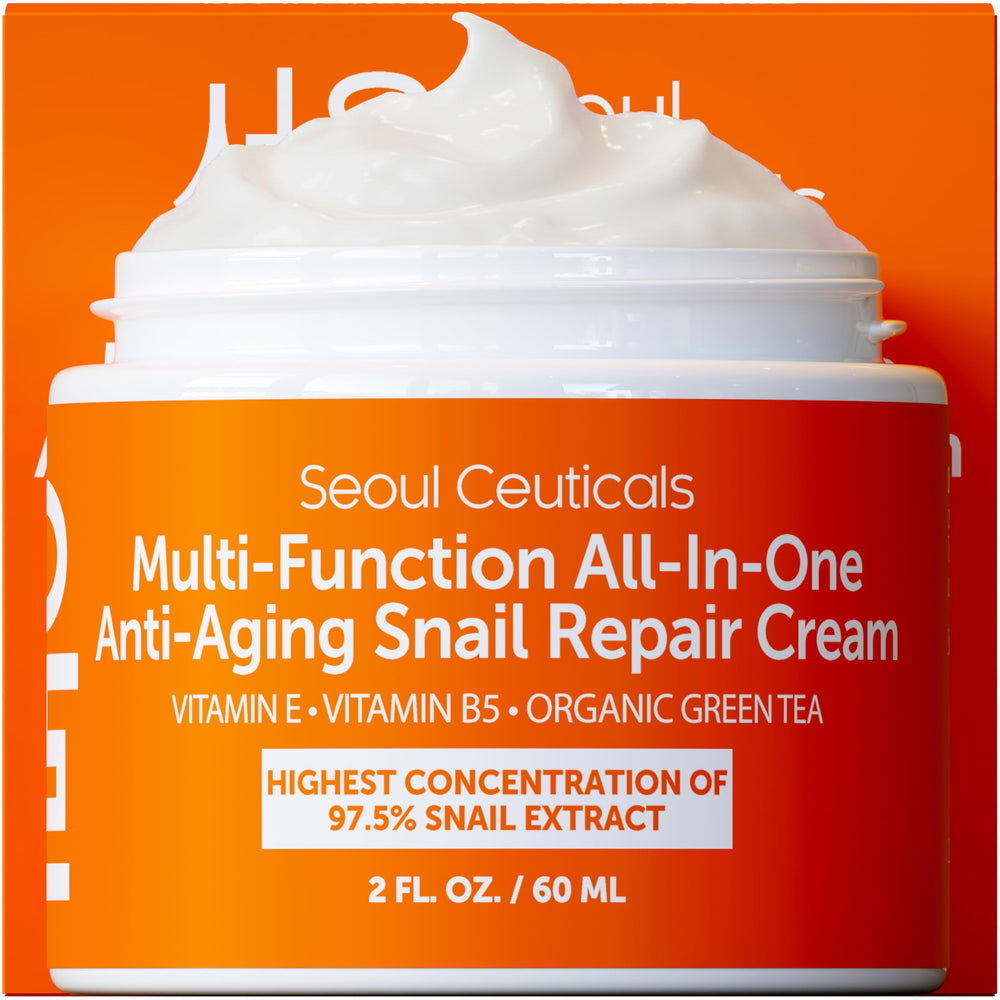 SeoulCeuticals snail mucin moisturizer bottle pump for potent hydration.