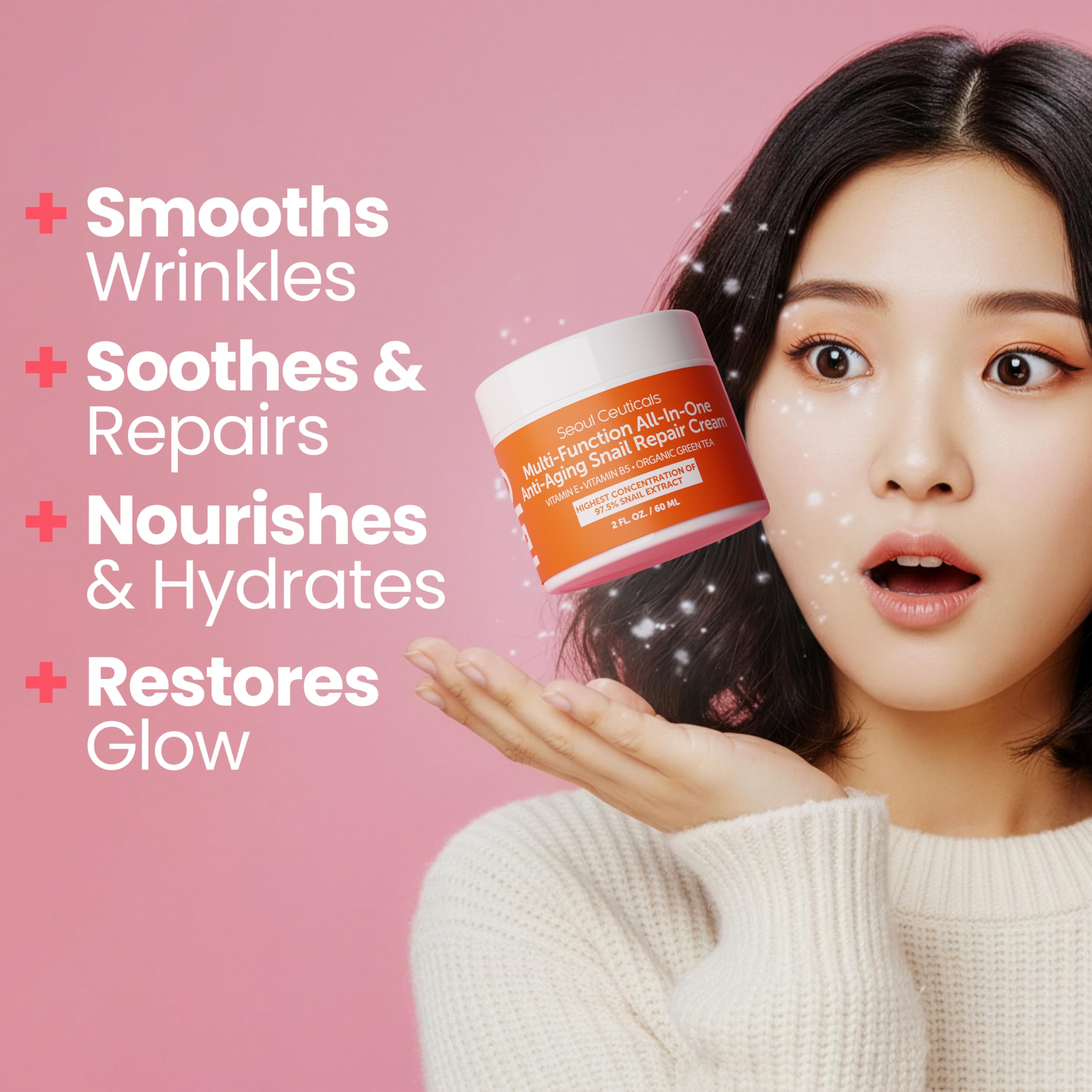 SeoulCeuticals snail mucin cream jar closeup shows creamy texture.