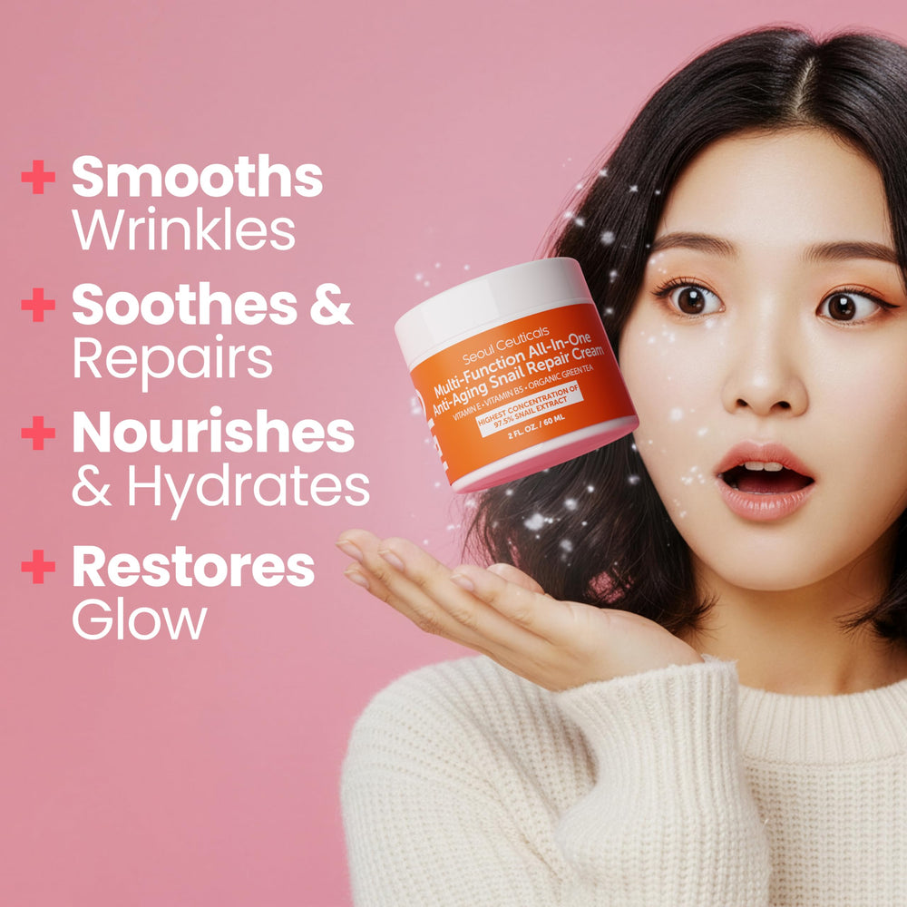 SeoulCeuticals snail mucin cream jar closeup shows creamy texture.