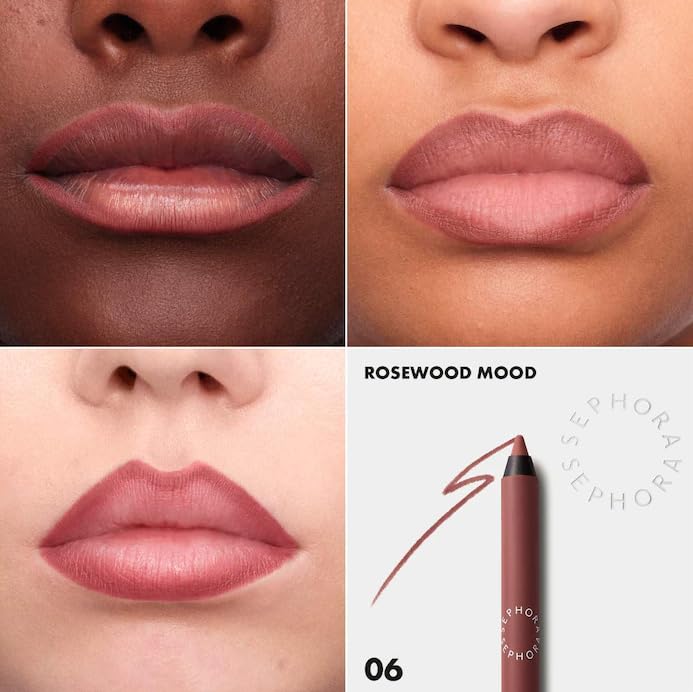 Sephora Collection 8HR lip liner Rosewood Mood, packshot, matte nude definition lasts