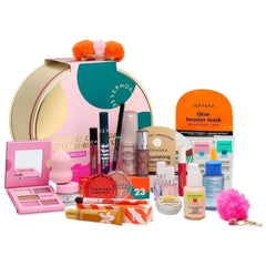SEPHORA Collection Advent Calendar gold tin reveals premium daily beauty surprises.