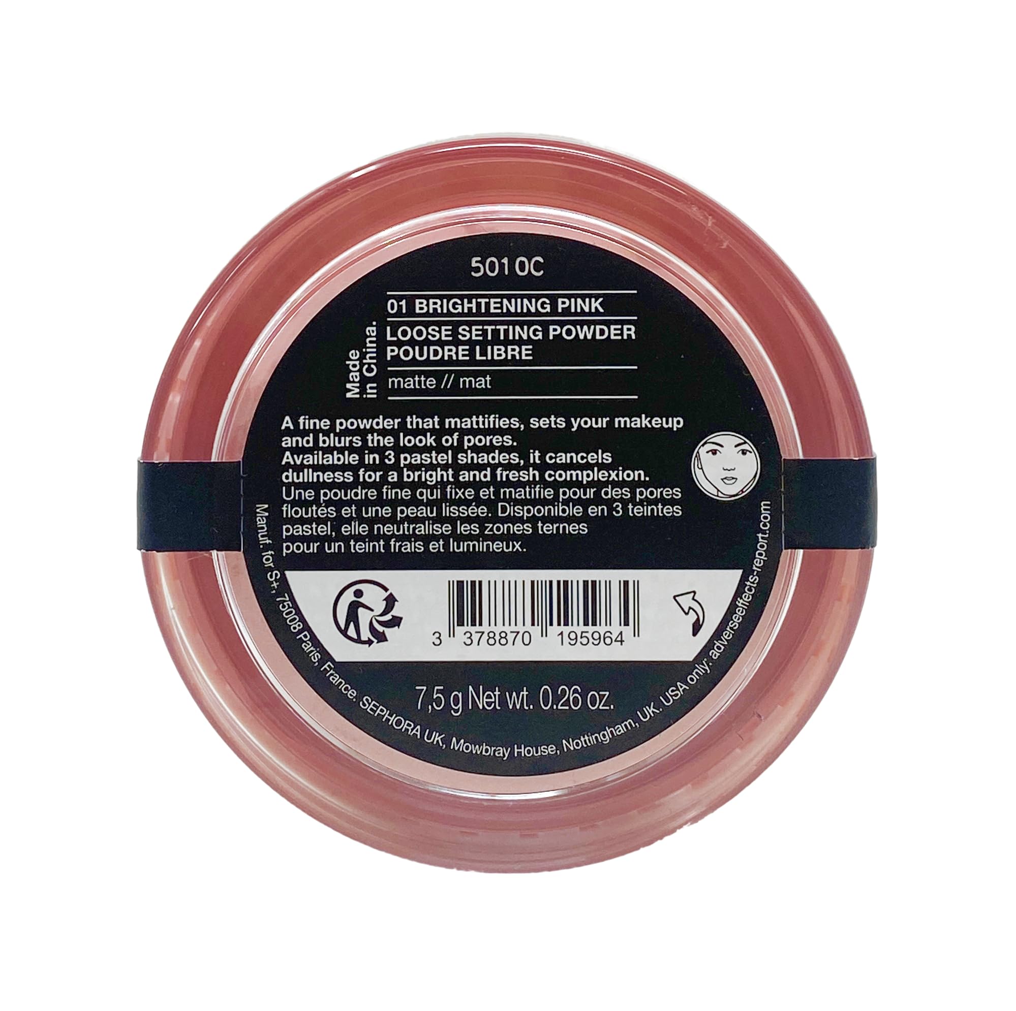 SEPHORA Blur It loose setting powder texture close-up shows micro-fine finish.