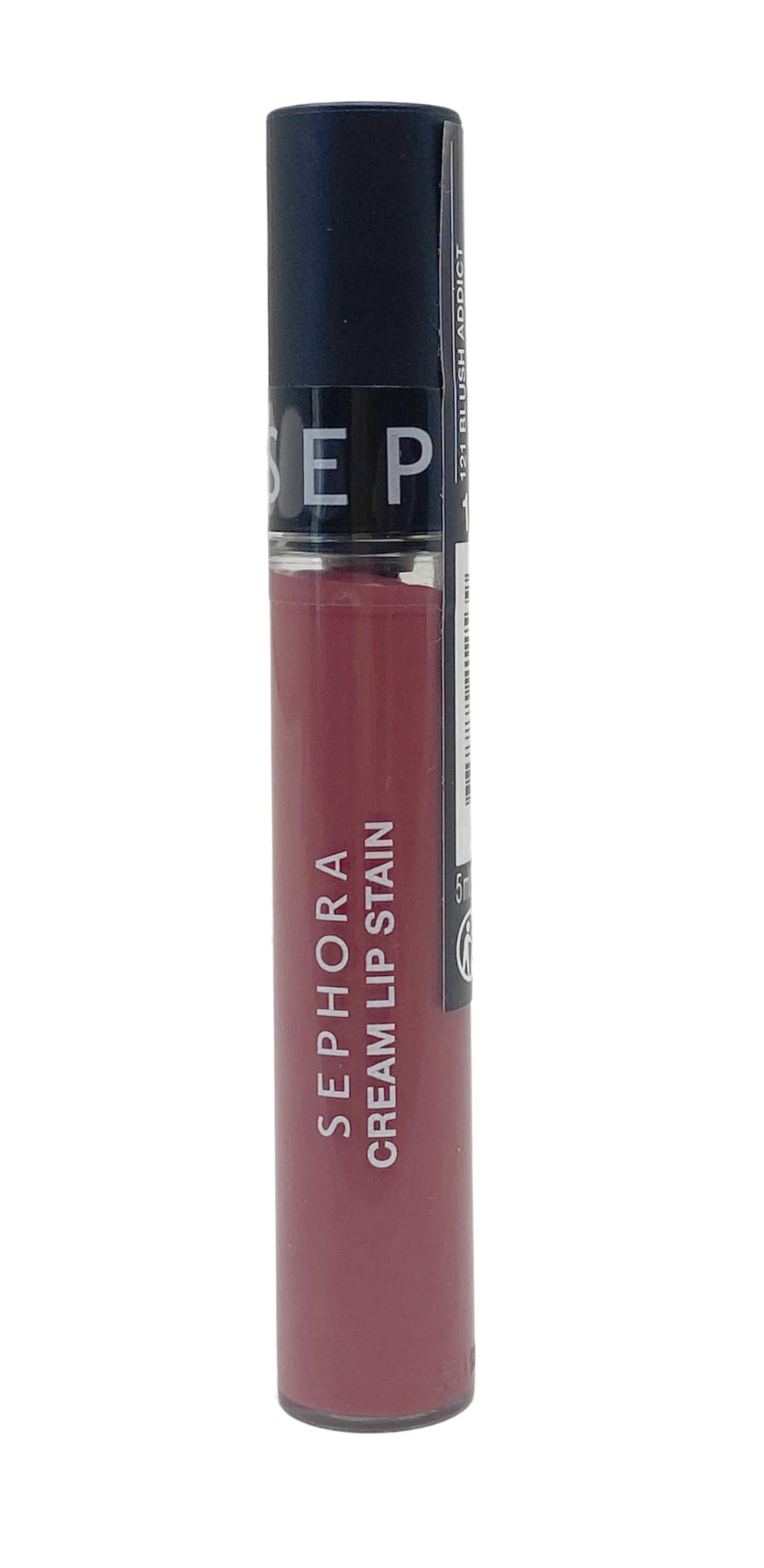 SEPHORA Collection Cream Lip Stain 121 Blush Addict swatch with matte pink finish.