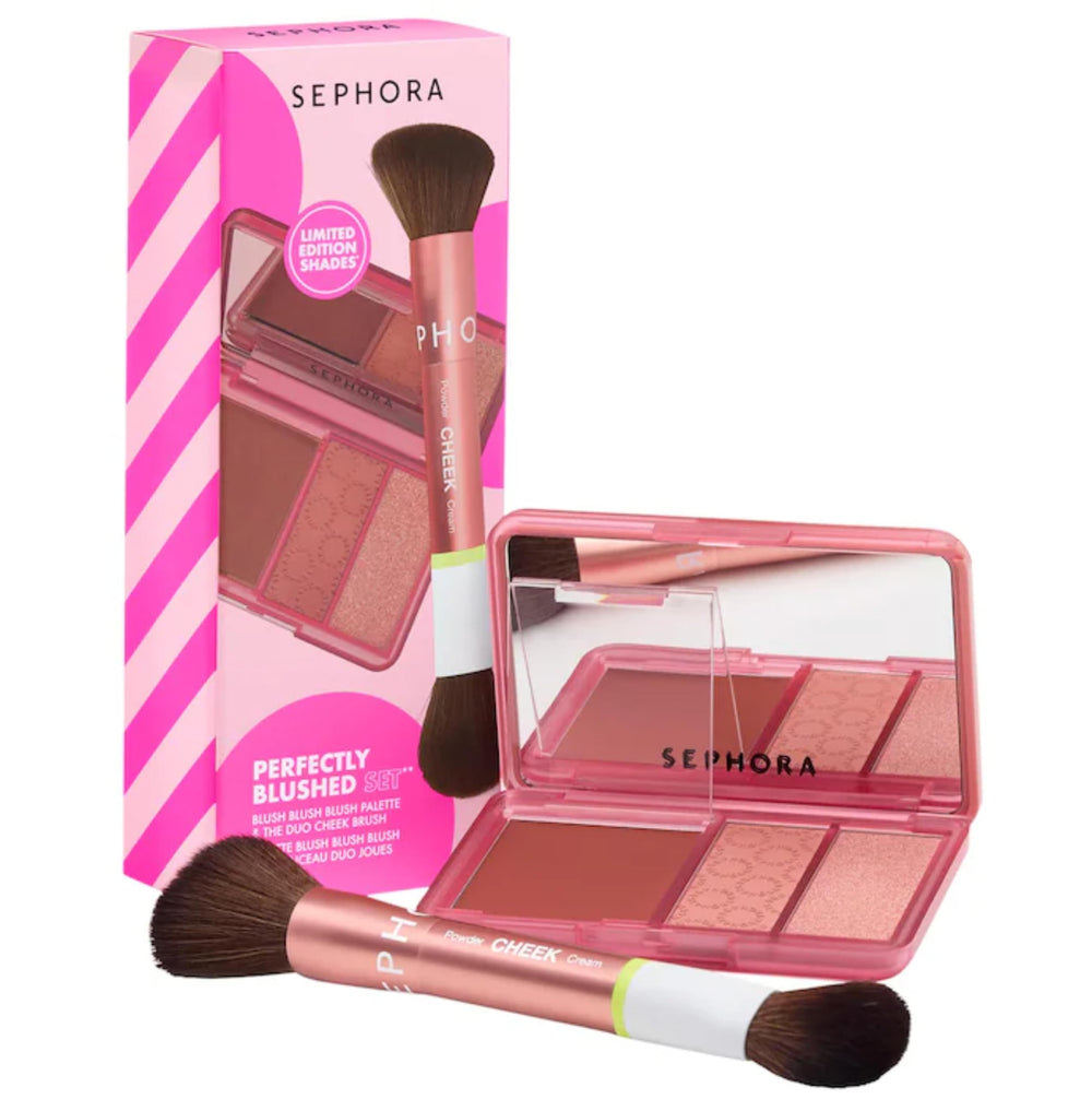 SEPHORA Collection Perfectly Blushed Set palette close-up with rosewood tones for natural flush