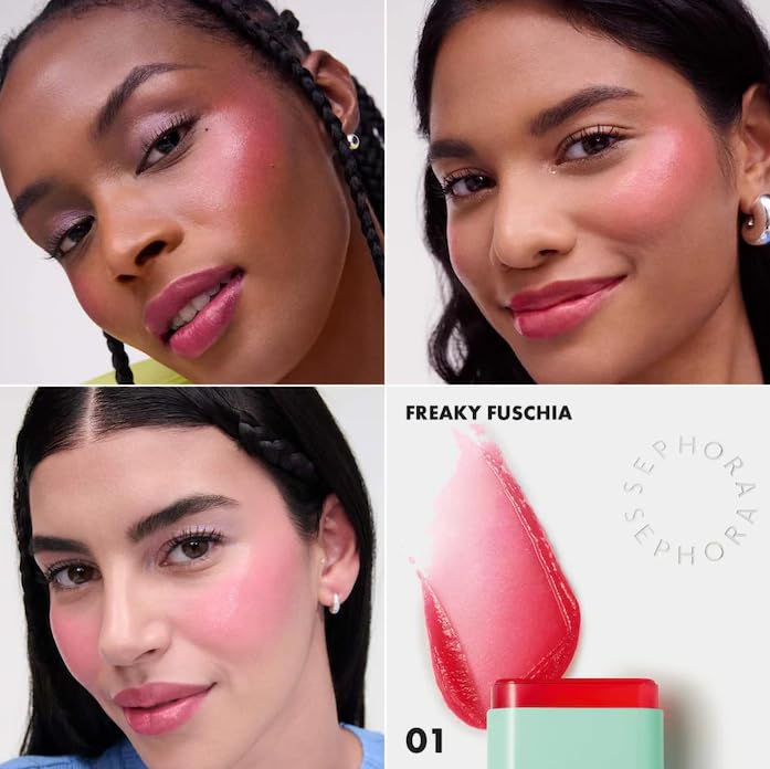 SEPHORA Color Twister Freaky Fuchsia lip swatch showing buildable color