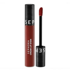 SEPHORA Cream Lip Stain Coral Sunset close-up shows velvety, transfer-proof color