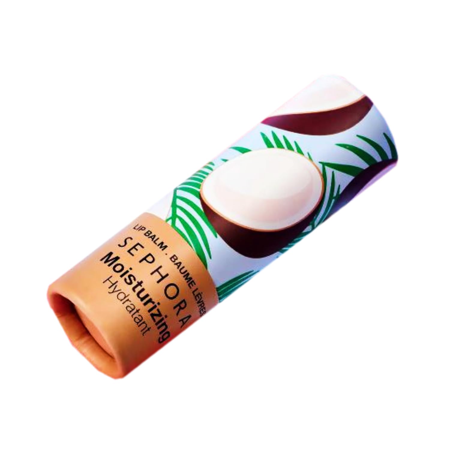 Sephora Favorites Coconut Moisturizing Lip Balm packaging back view conveys portable lip care