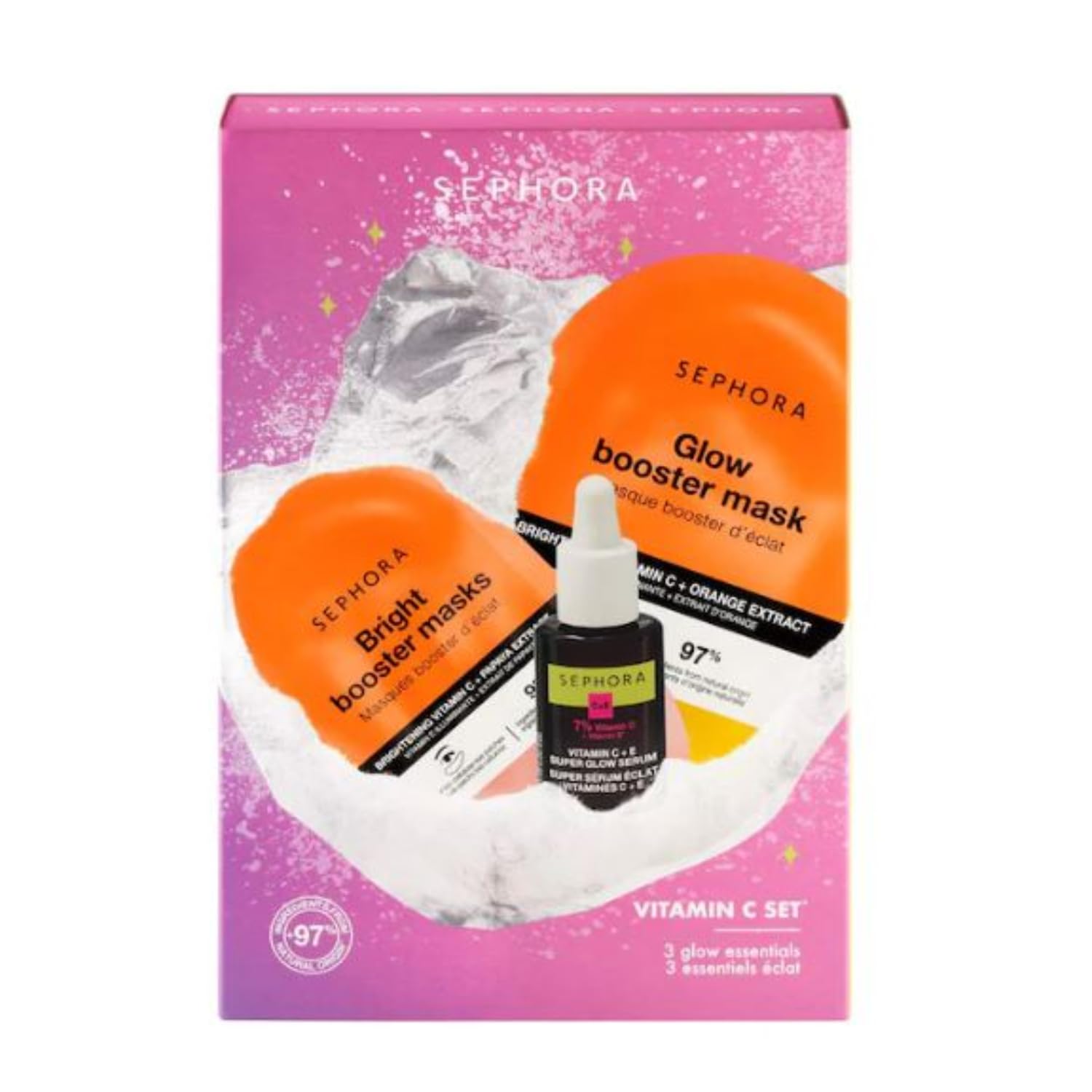 SEPHORA Vitamin C Gift Pack showcases masks and serum for a brightening at-home routine.