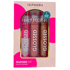 SEPHORA Glossed Lip Gloss Trio in 01 Boss highlights translucent shine for everyday lips.