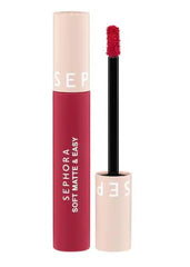SEPHORA Soft Matte & Easy Lipstick What's The Matter swatch in vivid fuchsia pink for all-day color