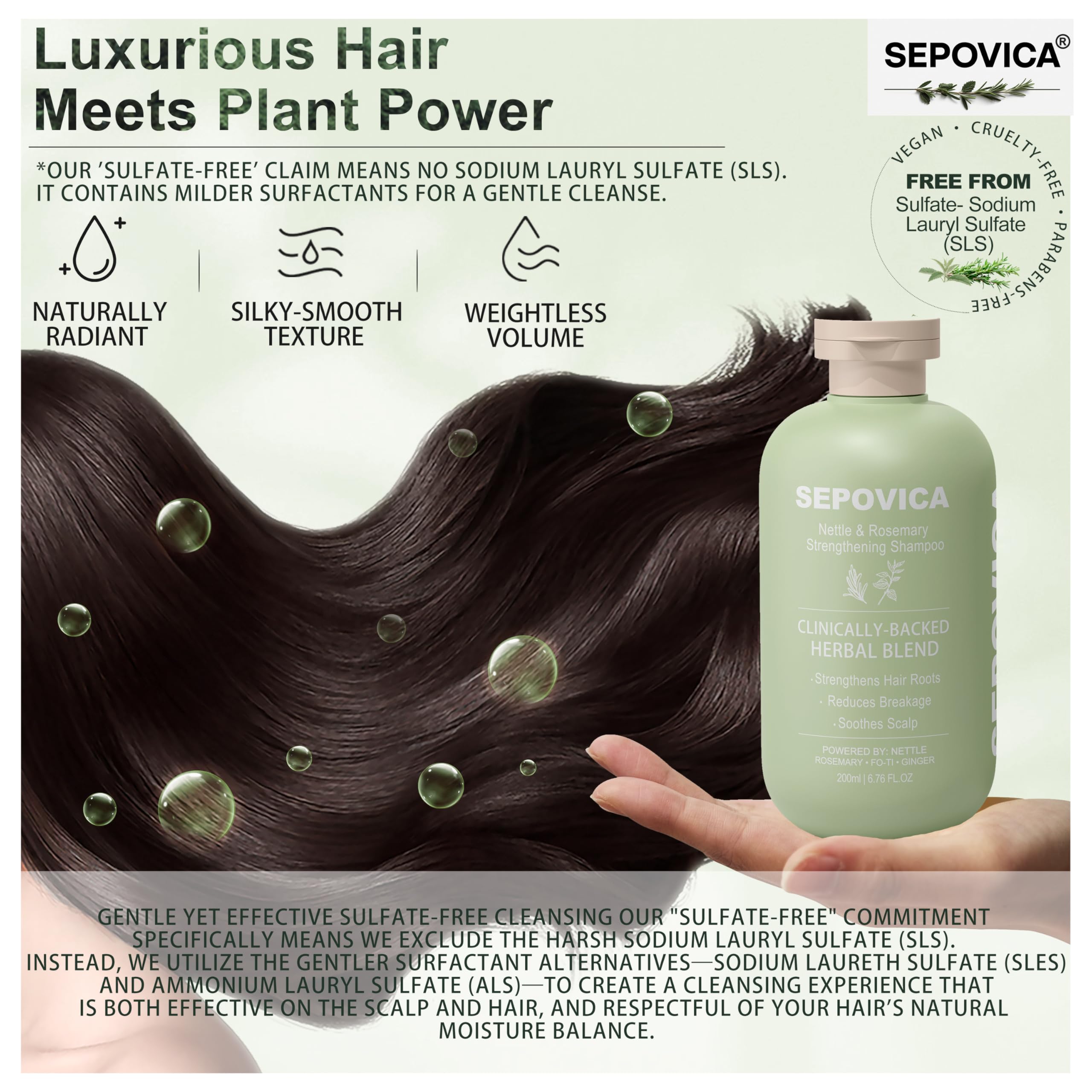 SEPOVICA nettle & rosemary shampoo color-safe bottle
