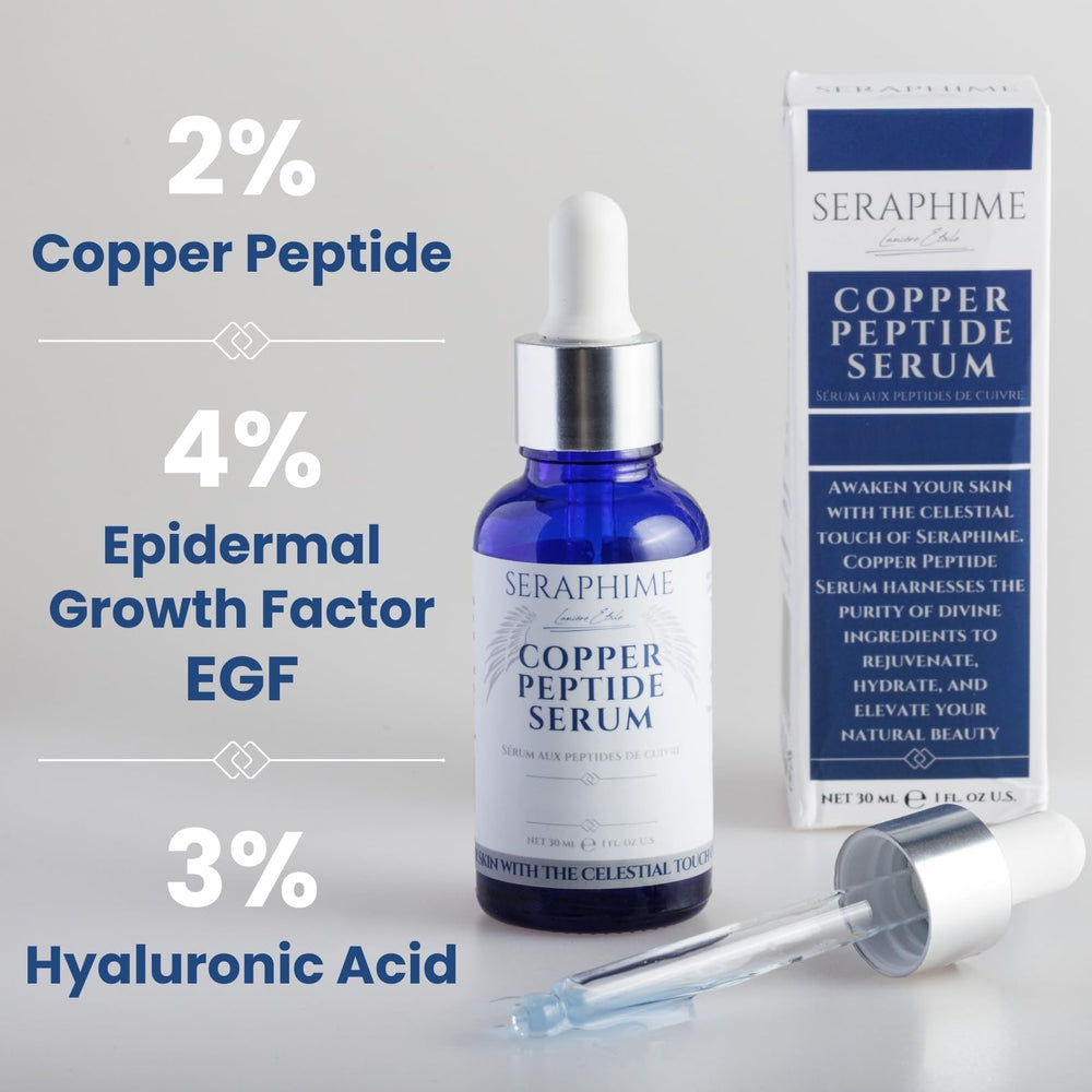 Seraphime copper peptides serum pump for easy dosing during routine.
