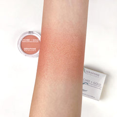 Seraphine Botanicals Lychee + Gold Blush on the cheek highlights luminosity and color