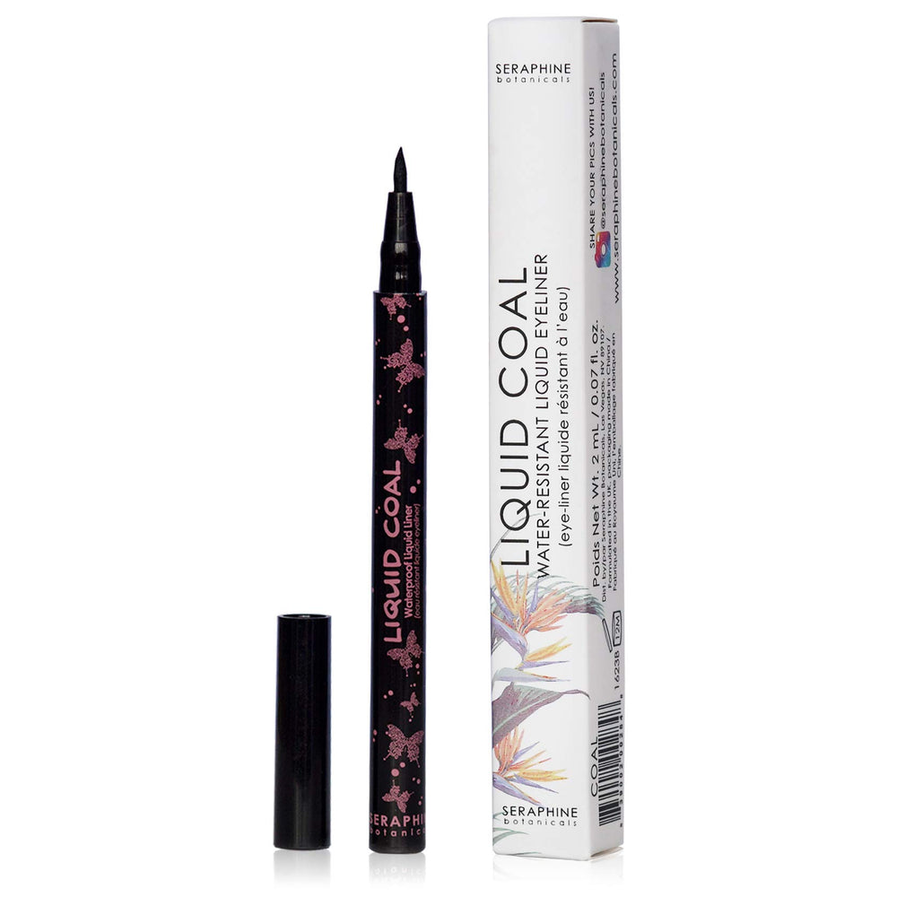Seraphine Botanicals waterproof liquid eye liner bottle for long-lasting definition.