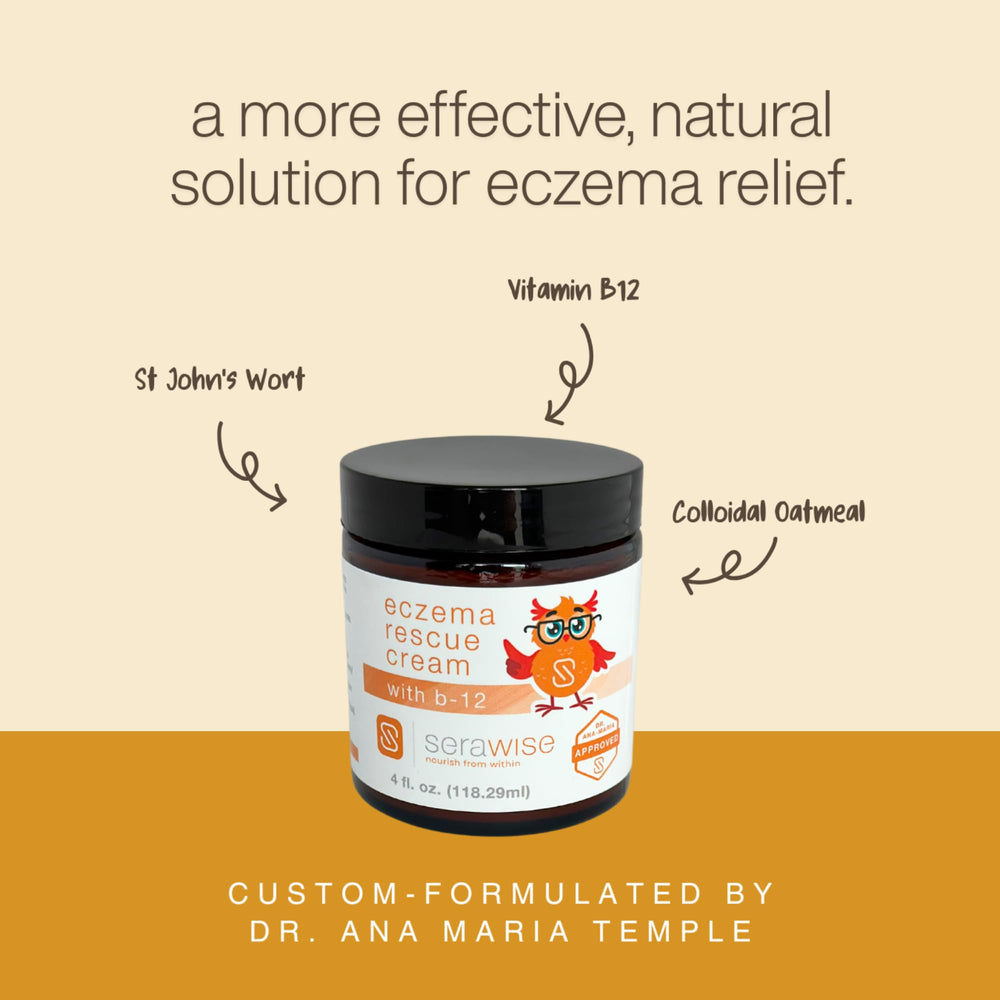 Serawise Eczema Rescue Cream on facial skin demonstrates safe all-ages use