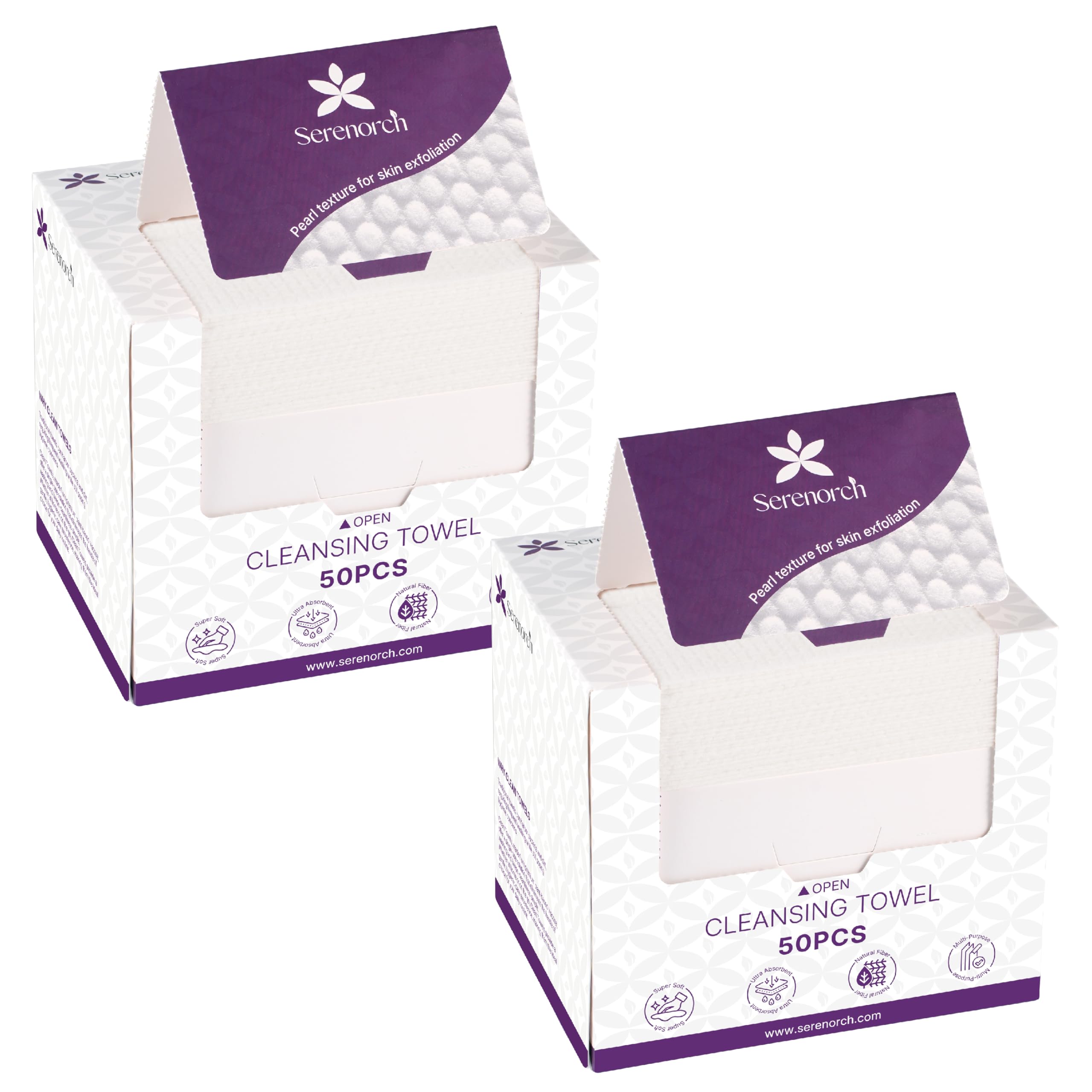 Serenorch disposable face towels with pearl texture for gentle cleansing