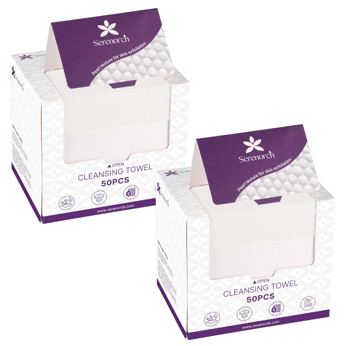 Serenorch disposable face towels with pearl texture for gentle cleansing