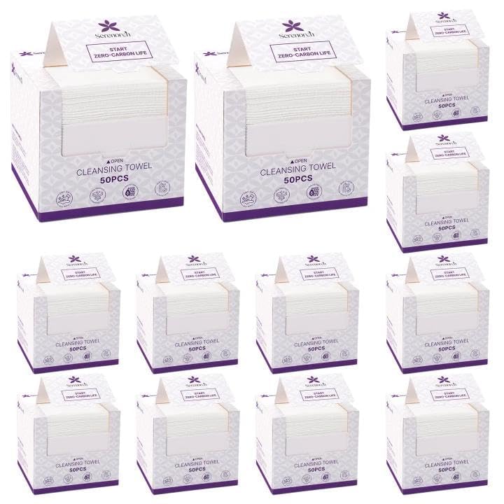 Serenorch disposable face towels in 10x12 size offer full facial coverage for cleansing.