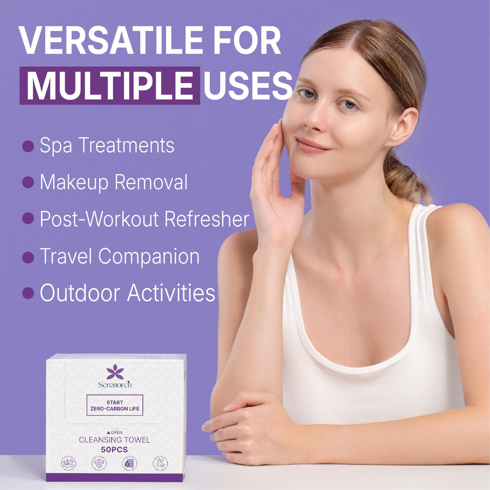 Serenorch face towels support facial and neck cleansing routines.
