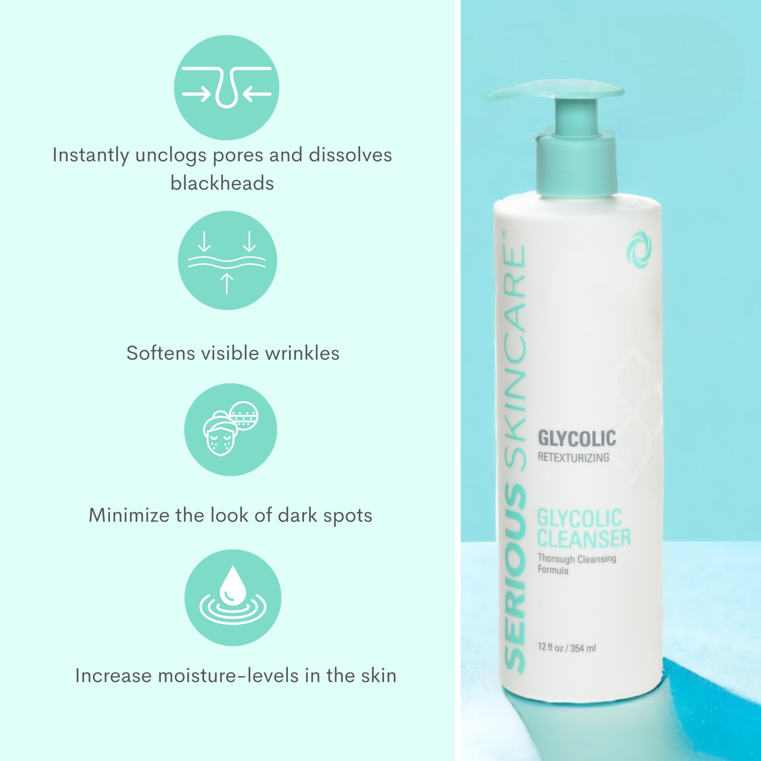 Serious Skincare Glycolic Cleanser water rinse leaves skin clean without greasy residue