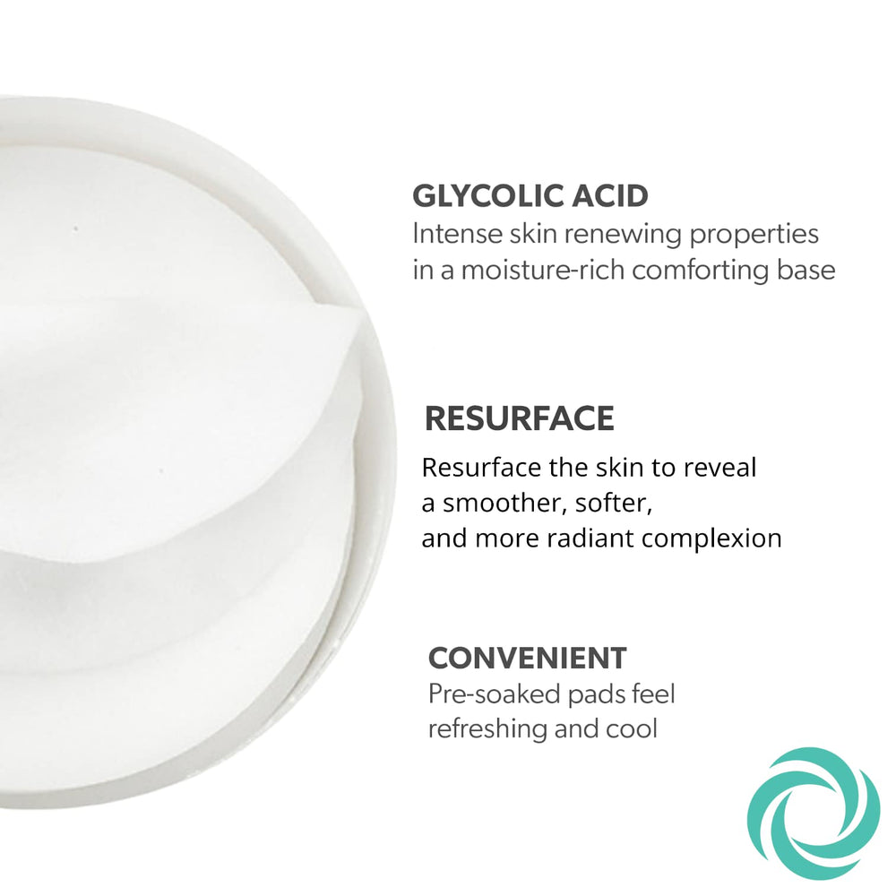 Serious Skincare Glycolic Pads texture close-up showcasing smoothing exfoliation.