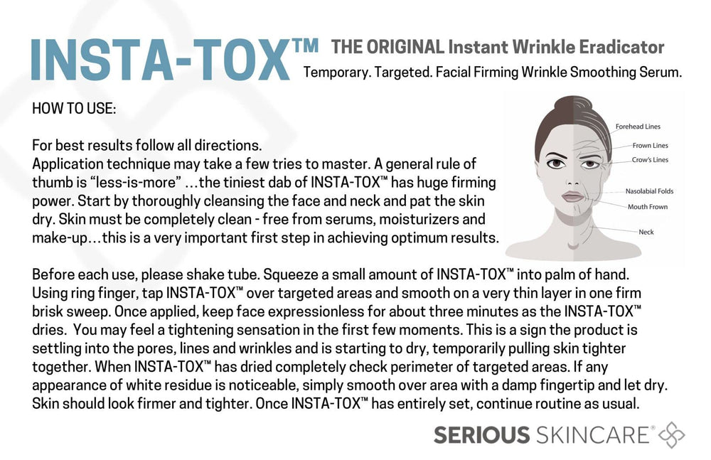 Serious Skincare INSTA-TOX before-after close-up demonstrates smoother-looking skin.