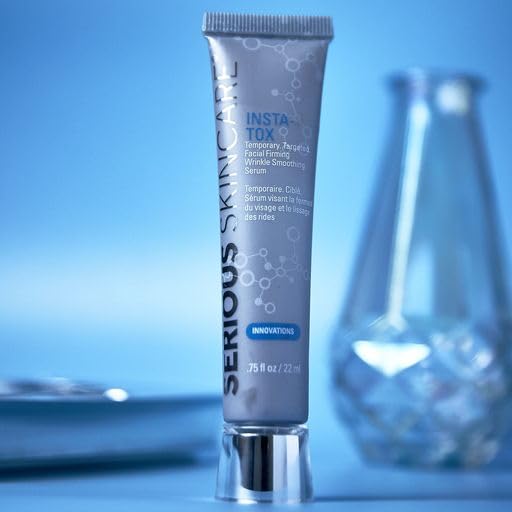 Serious Skincare INSTA-TOX shake-before-use tube shown with clear instruction.