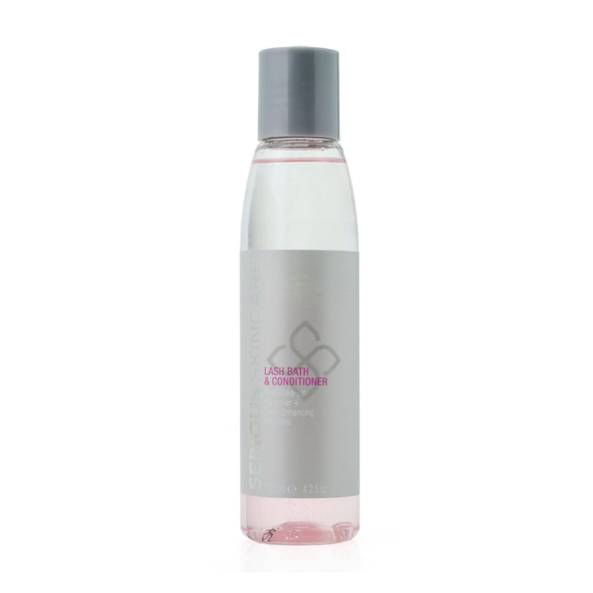 Serious Skincare Lash Bath bottle shows oil-free makeup removal.