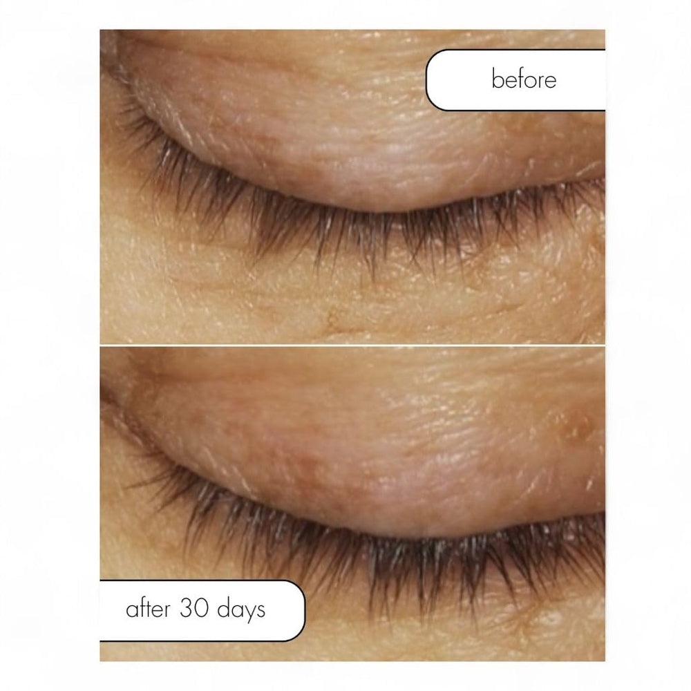 Lash Bath applied to lashes with mascara removal apparent.