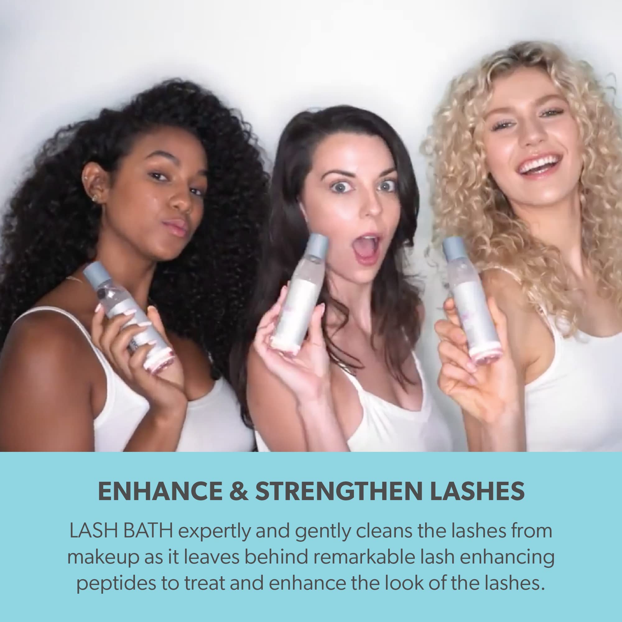 No-rinse Lash Bath concept on packaging for quick cleansing.