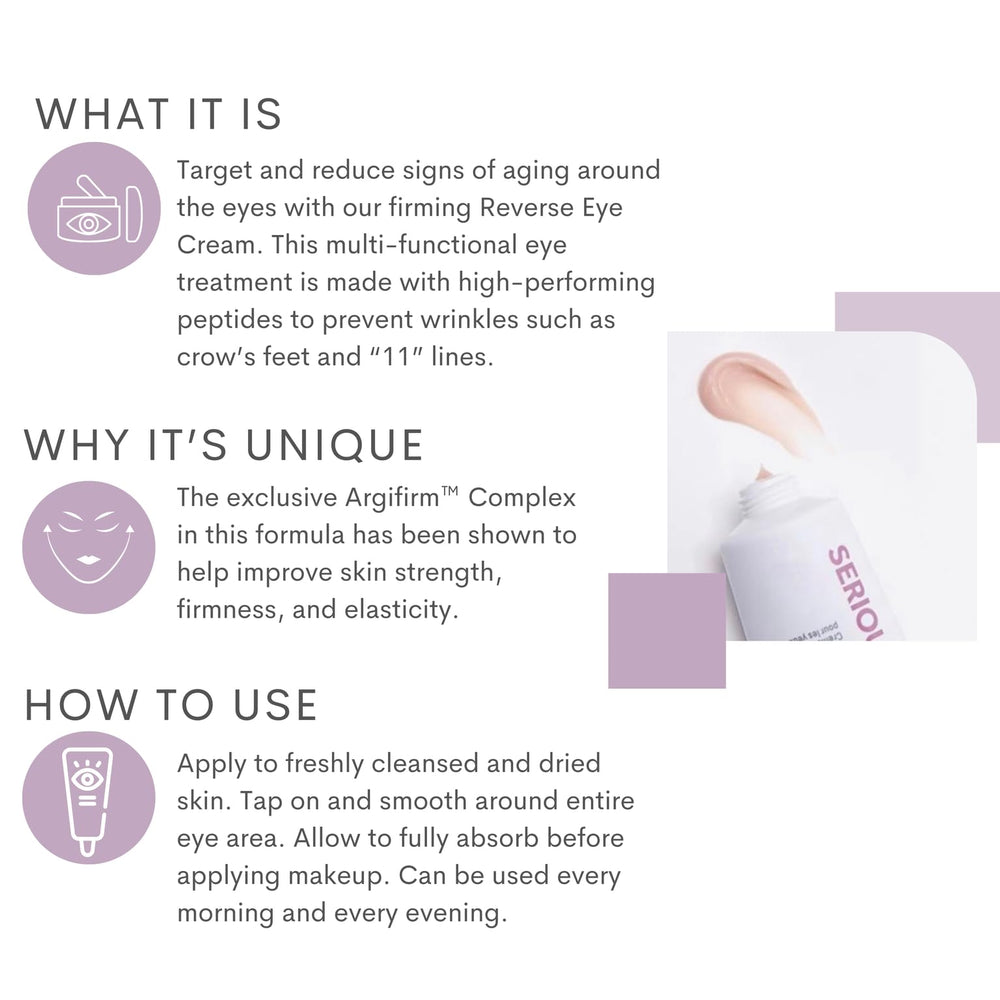 Gentle application near the eyebrow area with Serious Skincare Reverse Lift Eye Cream.