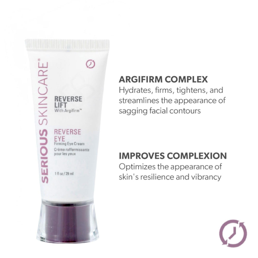 Serious Skincare Reverse Lift eye cream tube highlighting lifting around eyes for a firmer look