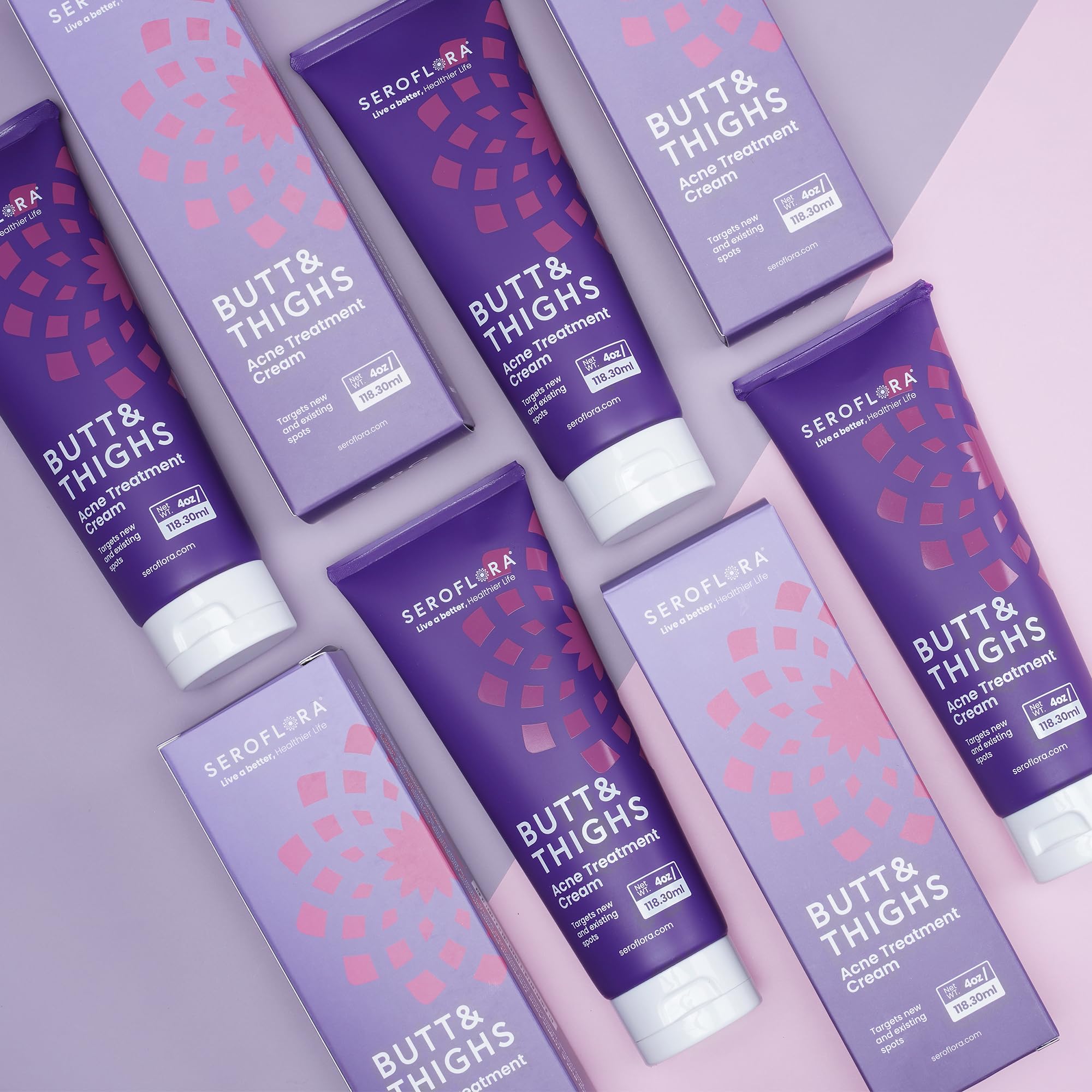 Seroflora cream close-up suggests improvement in blemishes and dark spots.