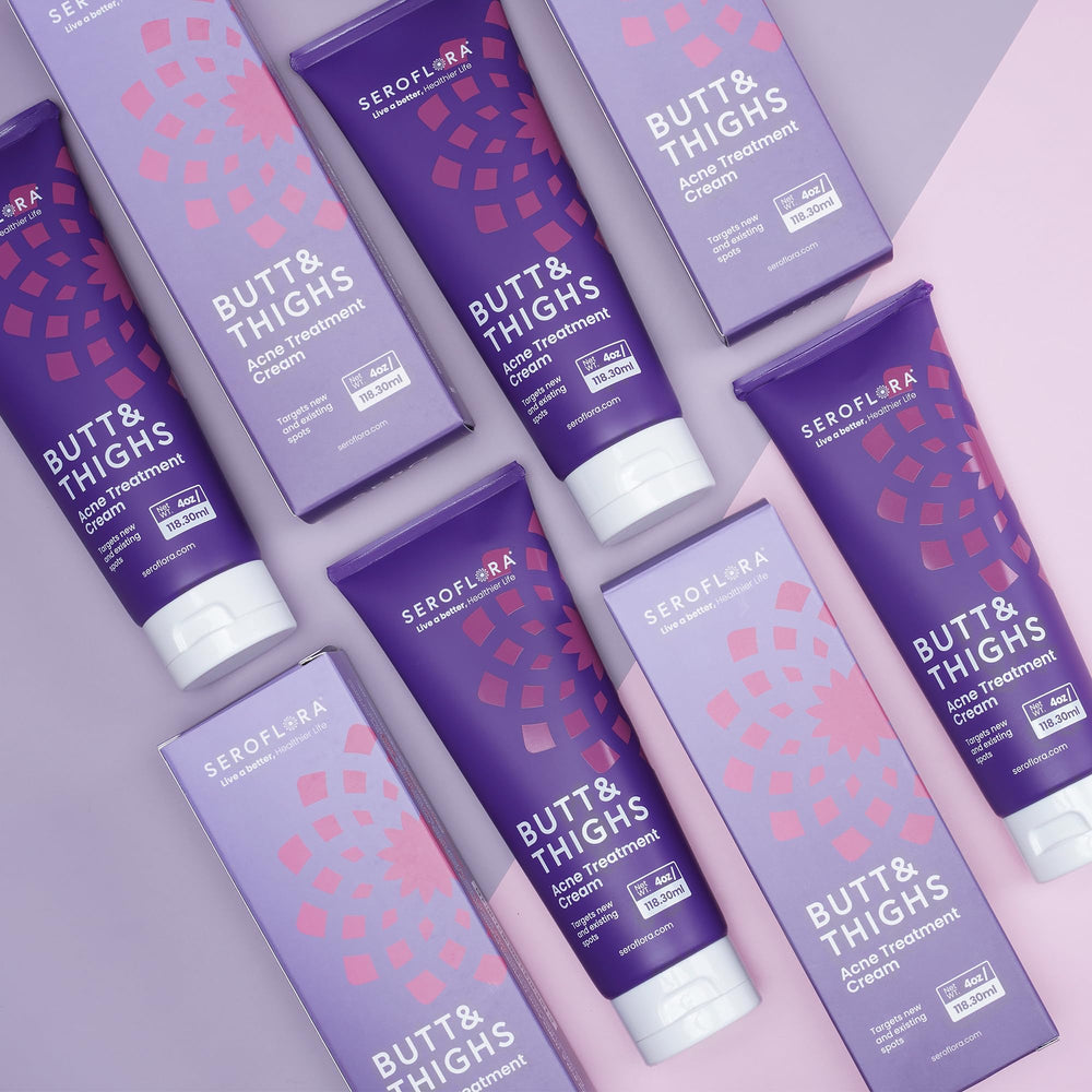 Seroflora cream close-up suggests improvement in blemishes and dark spots.