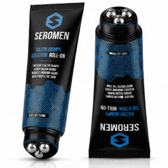 Seromen Razor Bump Treatment bottle with roll-on for precise post-shave care.