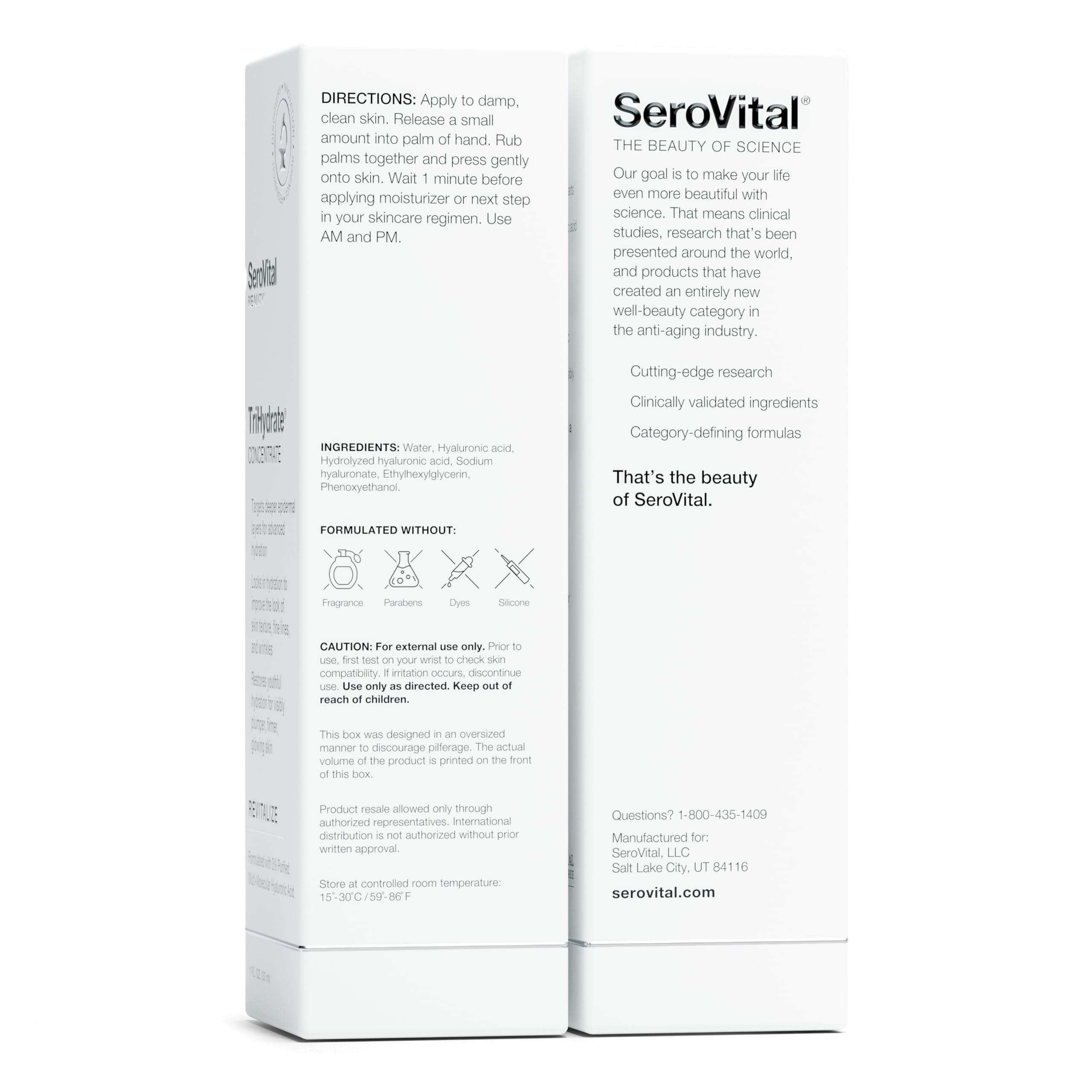 Serovital TriHydrate packaging flatlay conveys premium hydration routine.
