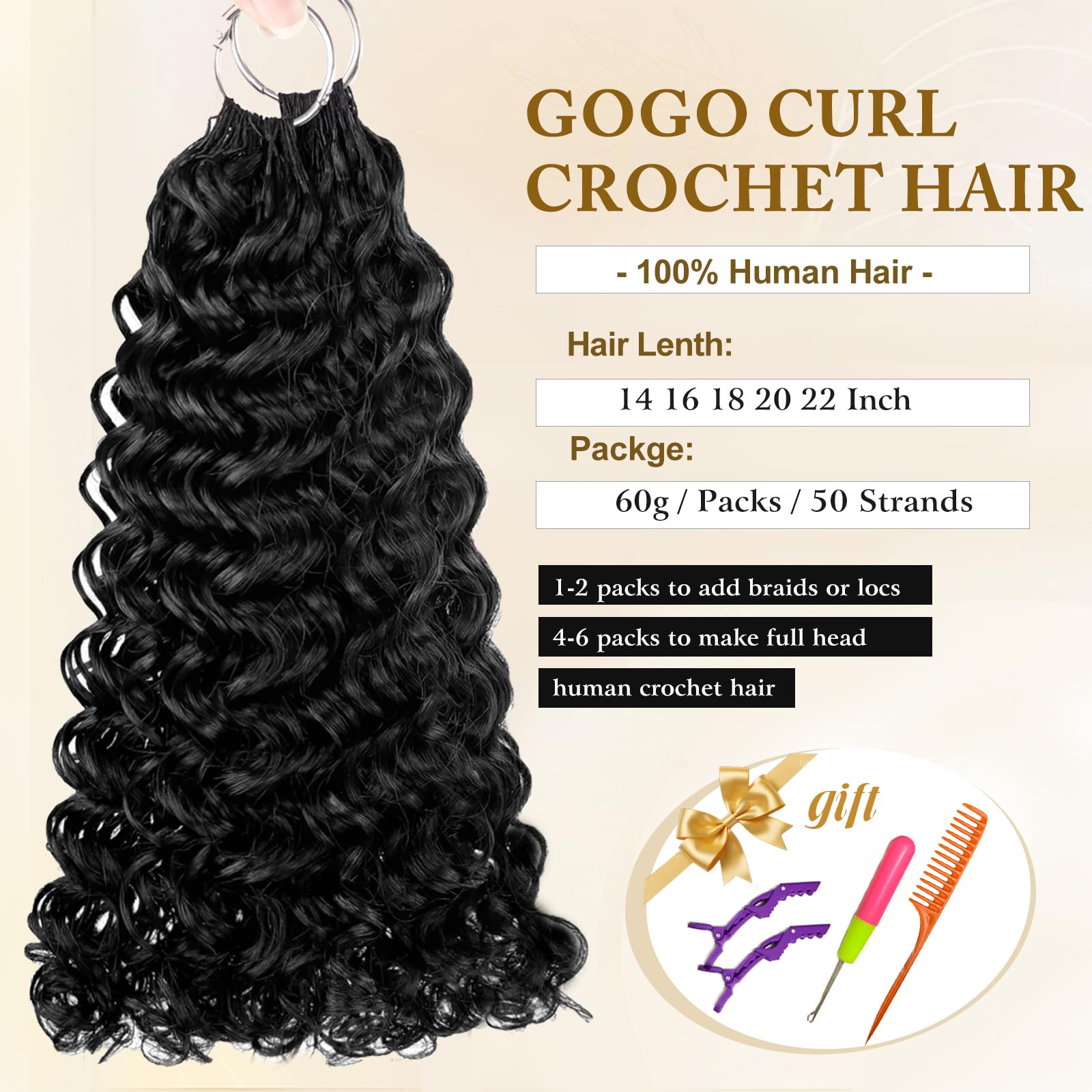 Serreal Gogo Curl feather crochet hair for quick, seamless installation