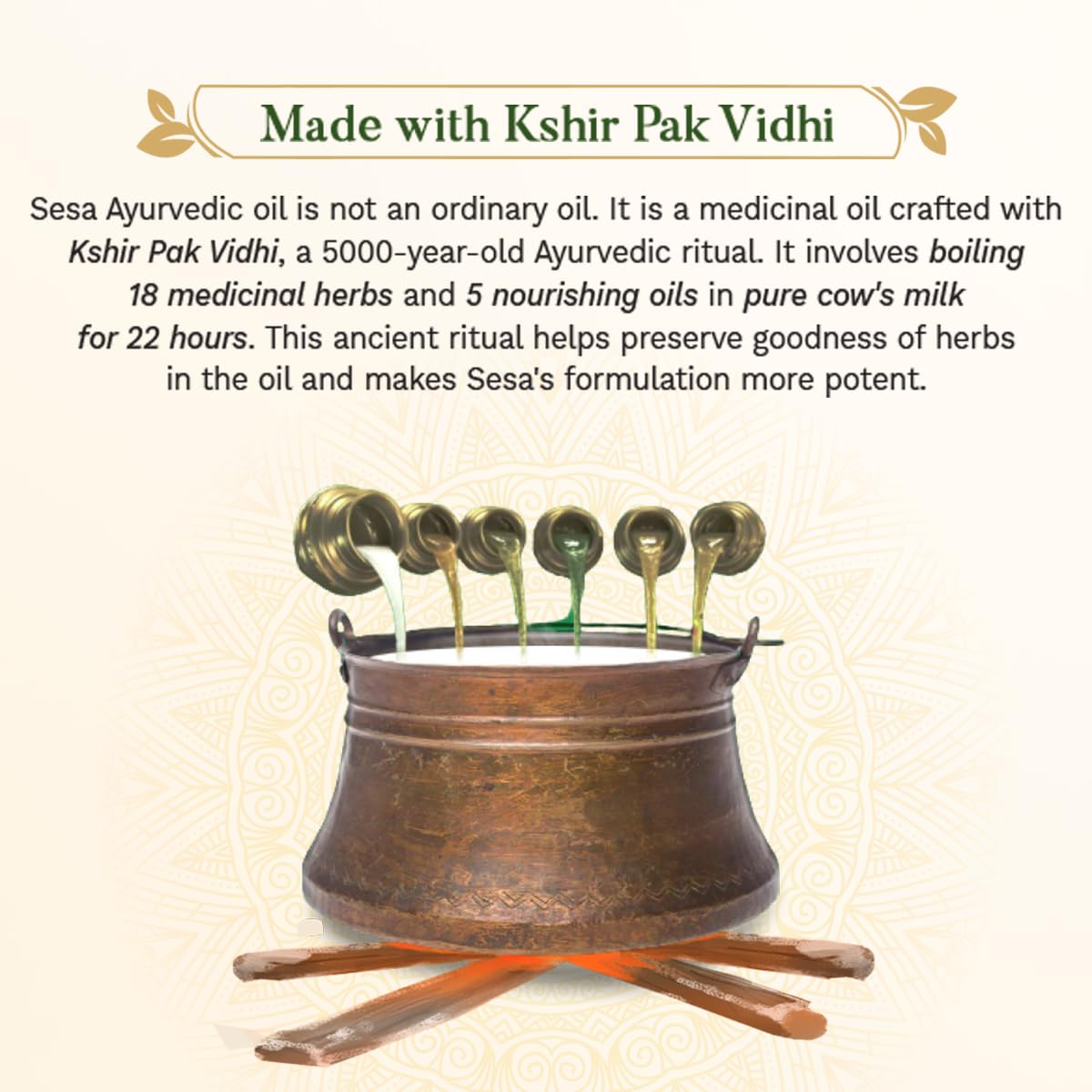 Sesa Ayurvedic Hair Oil bottle shows coconut and sesame oil ingredients
