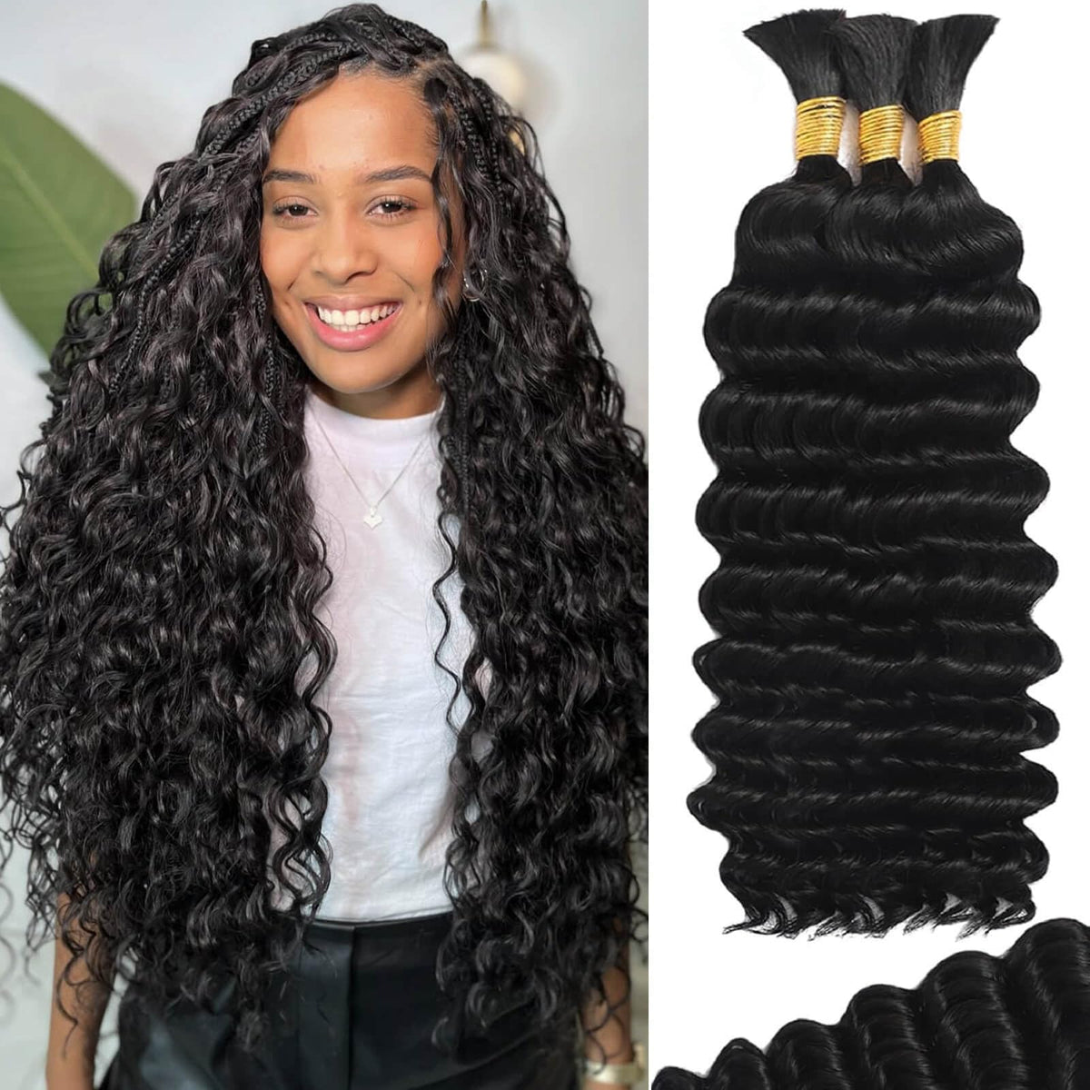 Seveco boho deep-wave hair 16in for versatile knotless braids