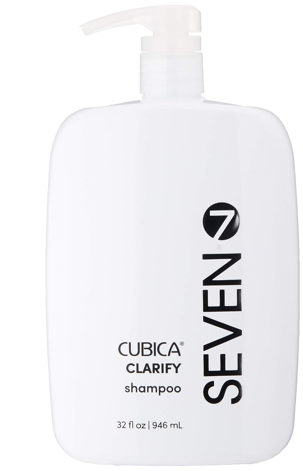 SEVEN Cubica Clarifying Shampoo bottle front, highlighting detox formula fragrance.